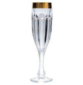 Бокалы для шампанского 150 мл 6 шт  Crystalite Bohemia "Сафари /Золотой цветочный кант" V-D / 140062