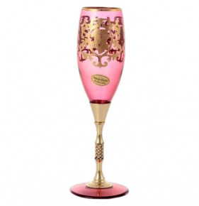 Бокалы для шампанского 230 мл 6 шт  Art Decor "Лирик /Позитано /Ассорти" золотая ножка/стразы / 146368