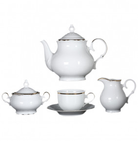 Чайный сервиз на 6 персон 15 предметов  Bohemia Porcelan Moritz Zdekauer 1810 s.r.o. "Офелия/Отводка золото" / 096666