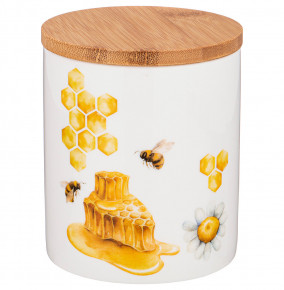 Банка для сыпучих продуктов 360 мл с деревянной крышкой  LEFARD "Honey bee" / 256520