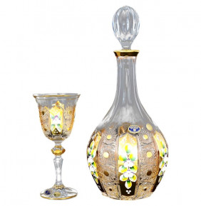 Набор для вина 7 предметов (графин + 6 бокалов)  Max Crystal "Хрусталь с золотом" / 057080