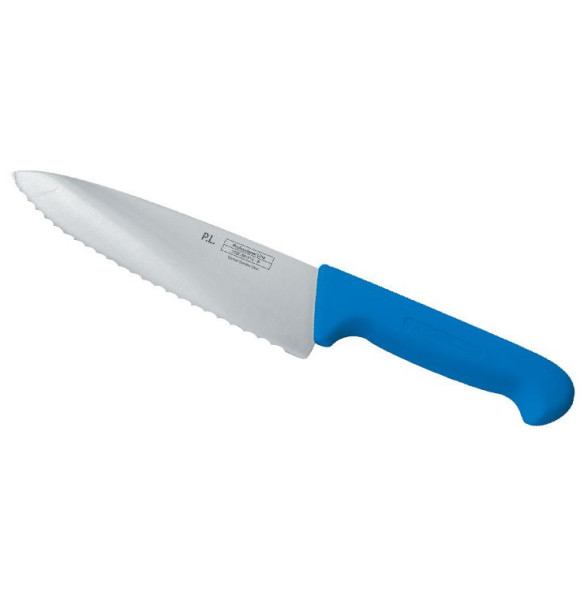 Нож поварской 20 см волнистое лезвие  P.L. Proff Cuisine &quot;PRO-Line&quot; синий / 316420