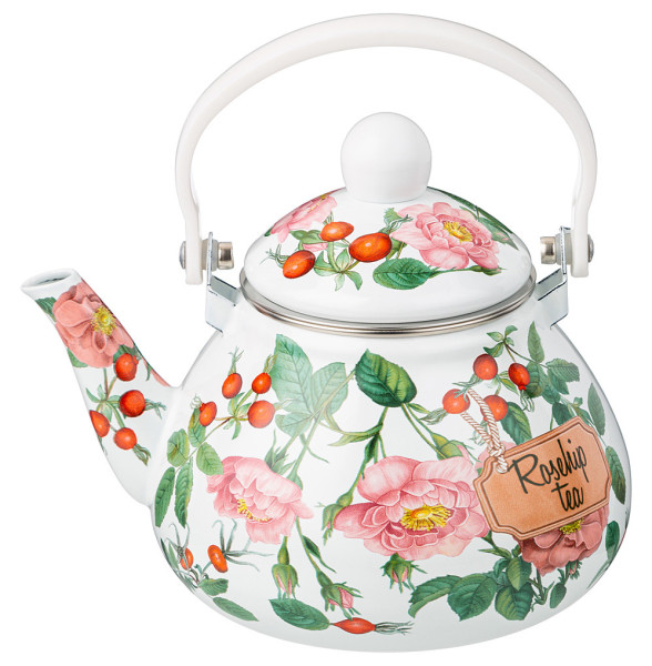 Заварочный чайник 1,3 л эмалированный с фильтром  Agness &quot;Fruit Basket /Rosehip tea&quot; / 313095