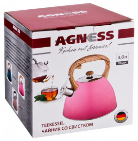 Чайник 3 л розовый /со свистком /индукция капсульное дно "Agness" / 195855