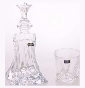 Набор для виски 7 предметов (графин 510 мл + 6 стаканов по 340 мл)  Crystalite Bohemia "Флораль /Без декора" / 064359