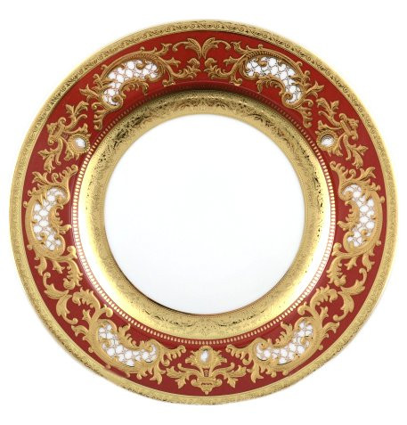 Набор тарелок 21 см 6 шт  Falkenporzellan &quot;Констанц /Алена золото 3D&quot; красные / 098226
